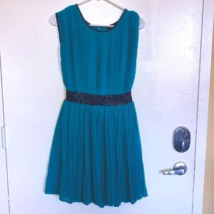 Teal Pleated Cocktail Dress